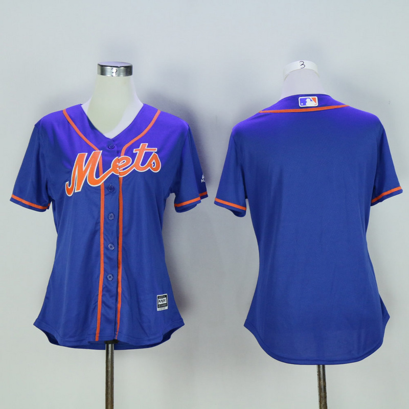 Women New York Mets Blank Blue MLB Jerseys->women mlb jersey->Women Jersey
